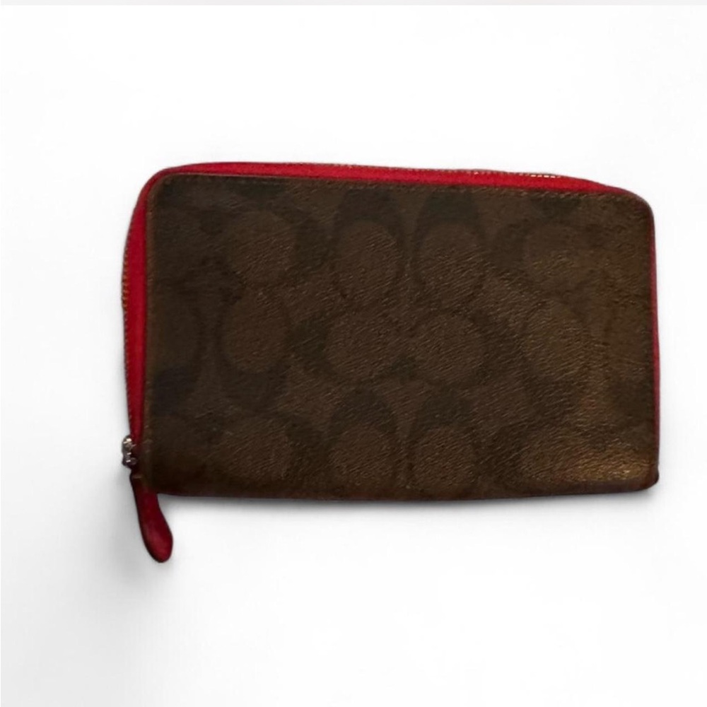 Coach Brown and red leather crossbody with matching wallet - Picture 7 of 9